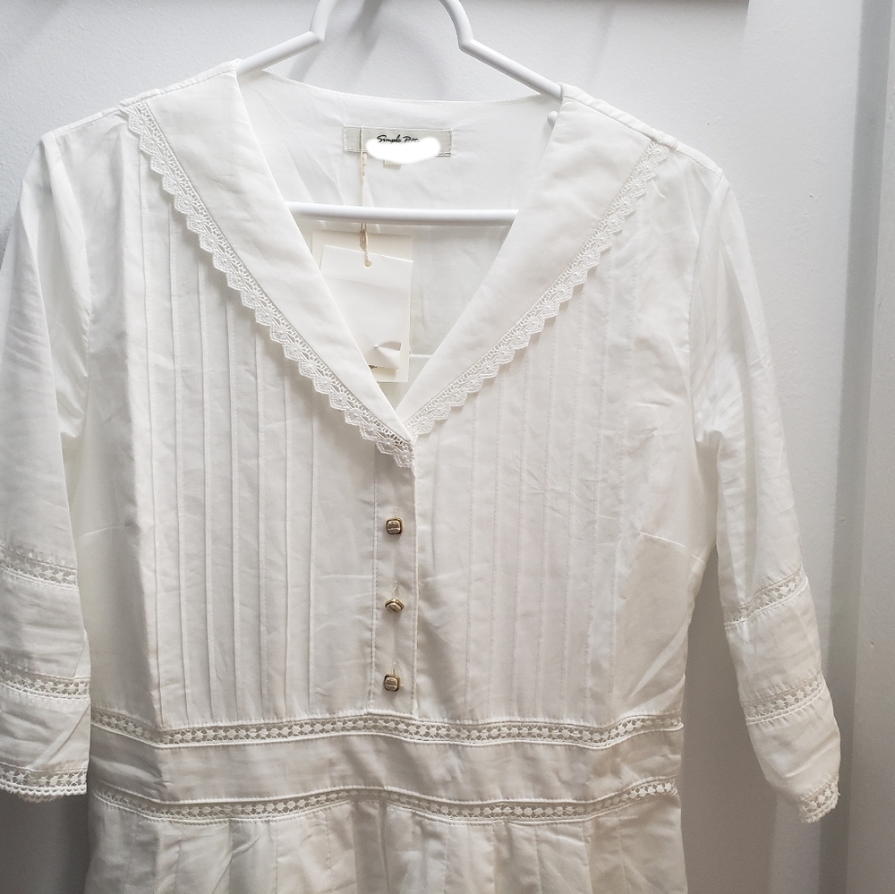 Romantic, elegant, white, cotton, dress